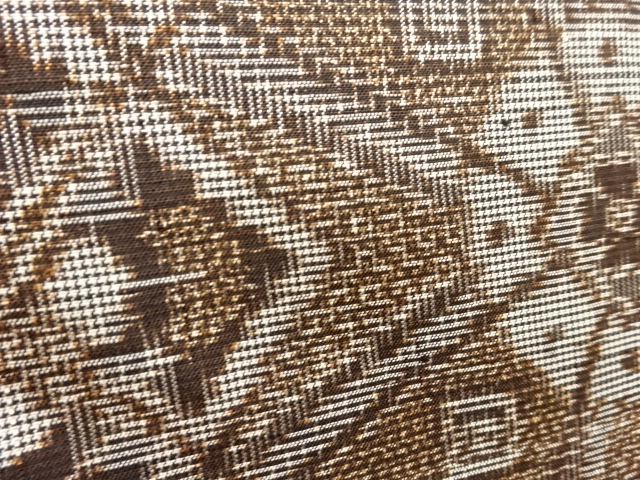 JAPANESE KIMONO / ANTIQUE KIMONO / DORO OSHIMA TSUMUGI / WOVEN GEOMETRIC